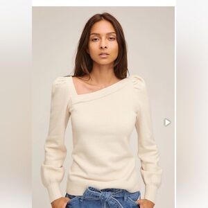 NWT!!! Marissa Webb Dixie Asymmetrical Puff Sleeve Sweater - snow/M